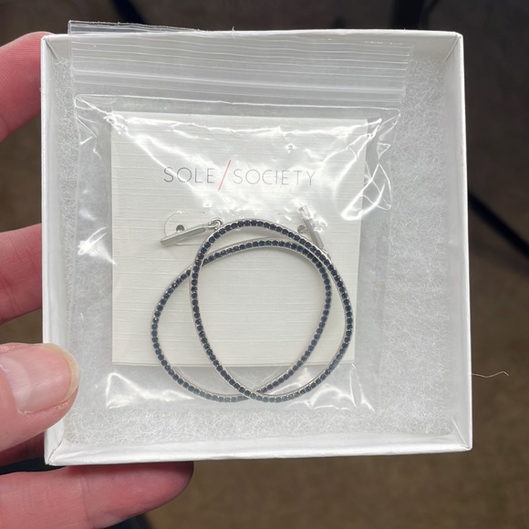 Sole Society Crystal Beaded Drop Hoop Earrings - Picture 6 of 7